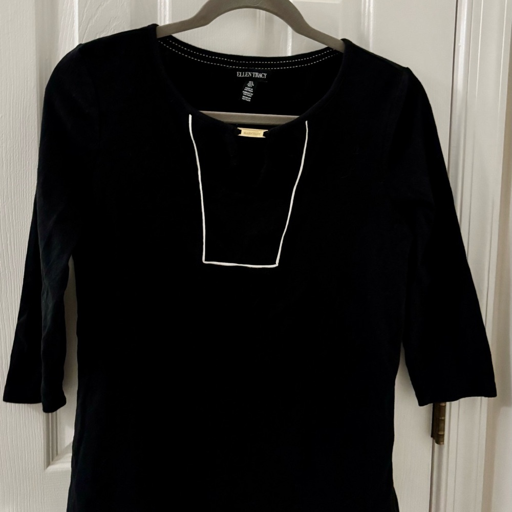Ellen Tracy Black 3/4 Sleeve Women's Top Size Large